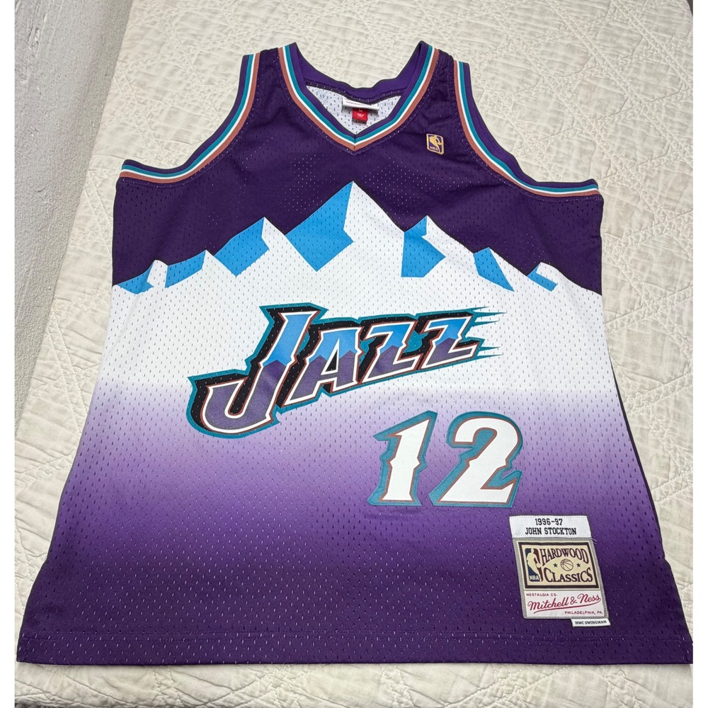 Mitchell & Ness Utah Jazz Jersey Mens Large Purple John Stockton 1996-97 HWC